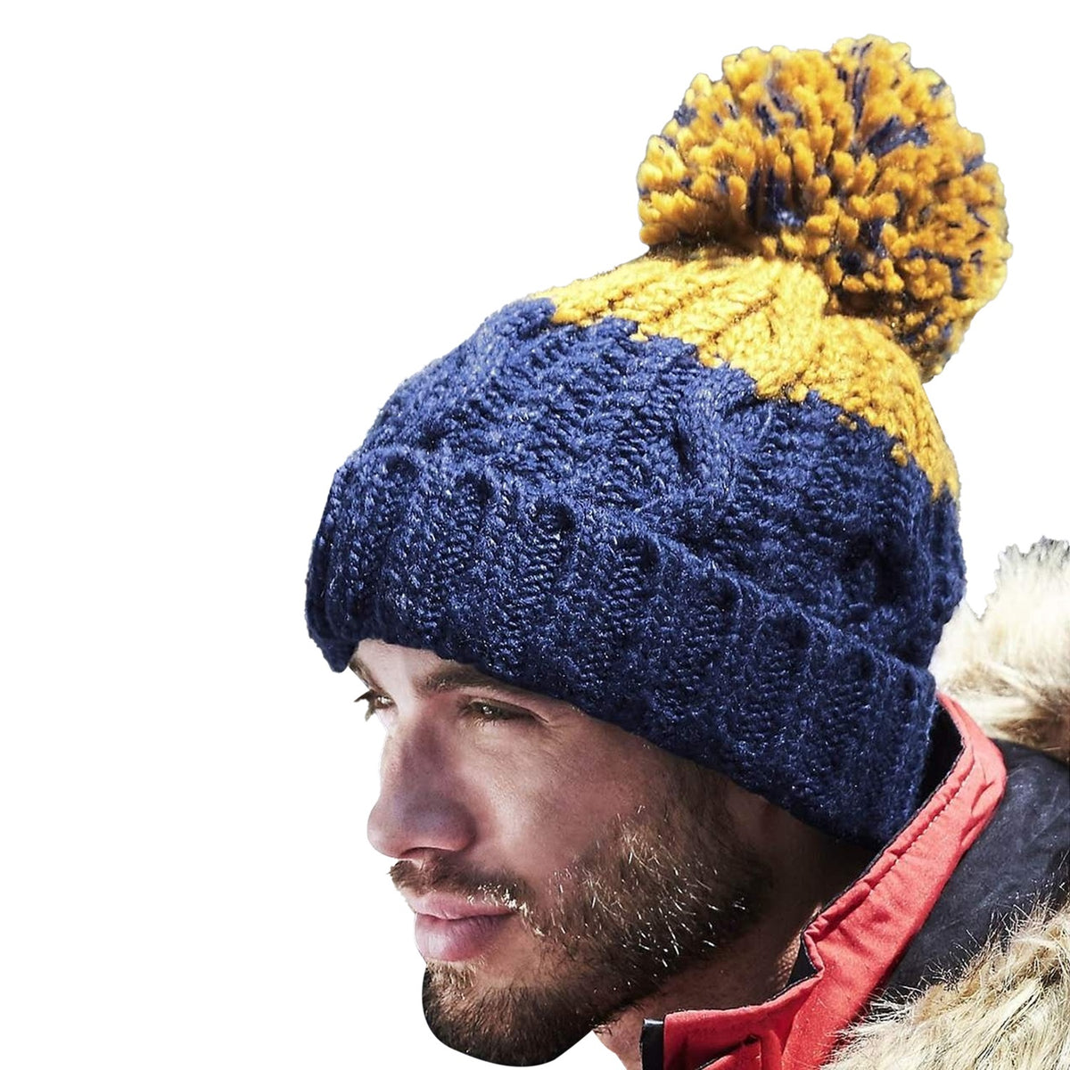Oxford Navy-Mustard - Back - Beechfield Apres Beanie