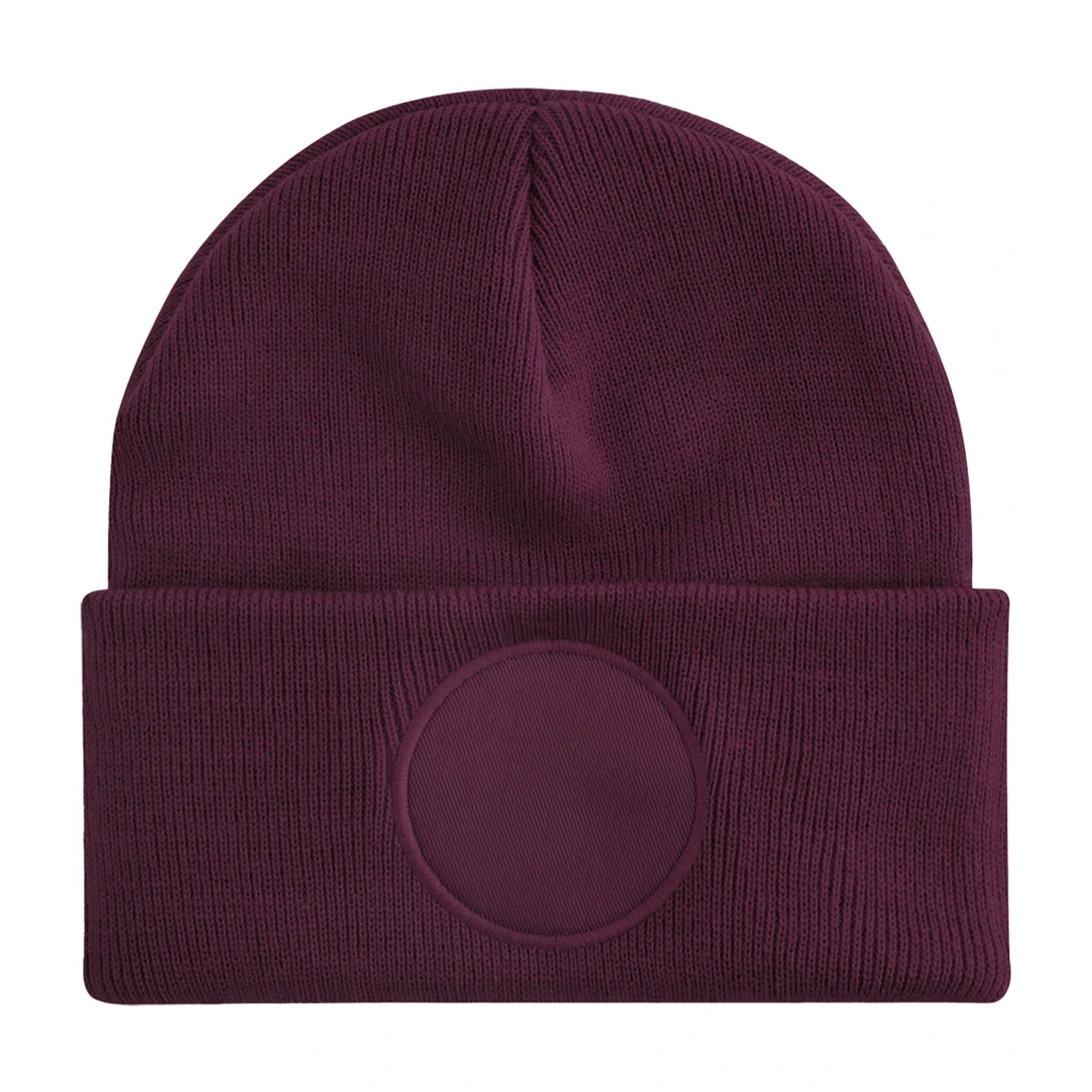 Burgundy - Back - Beechfield Circular Patch Beanie