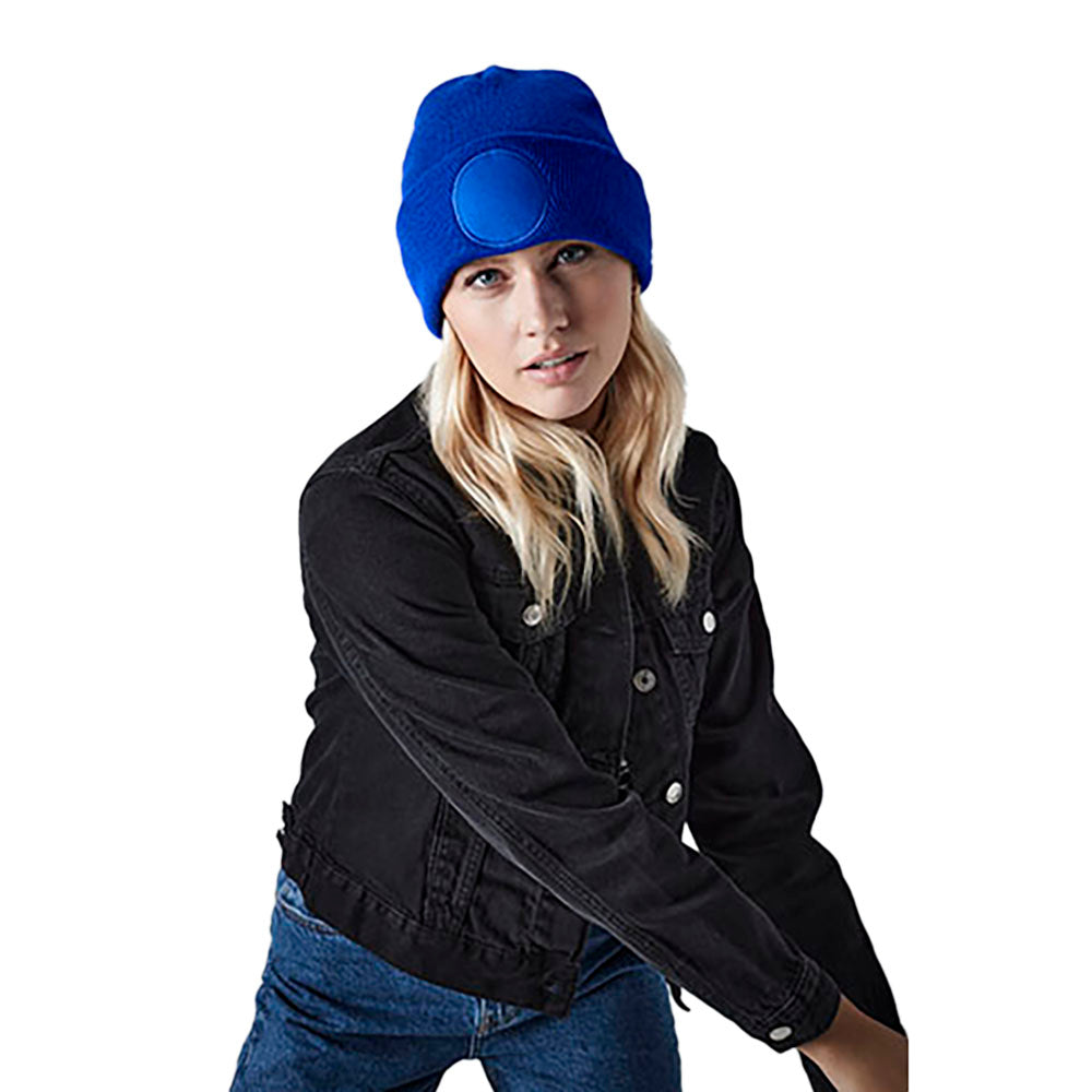 Bright Royal - Side - Beechfield Circular Patch Beanie