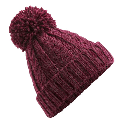 Navy - Back - Beechfield Cable Knit Melange Beanie
