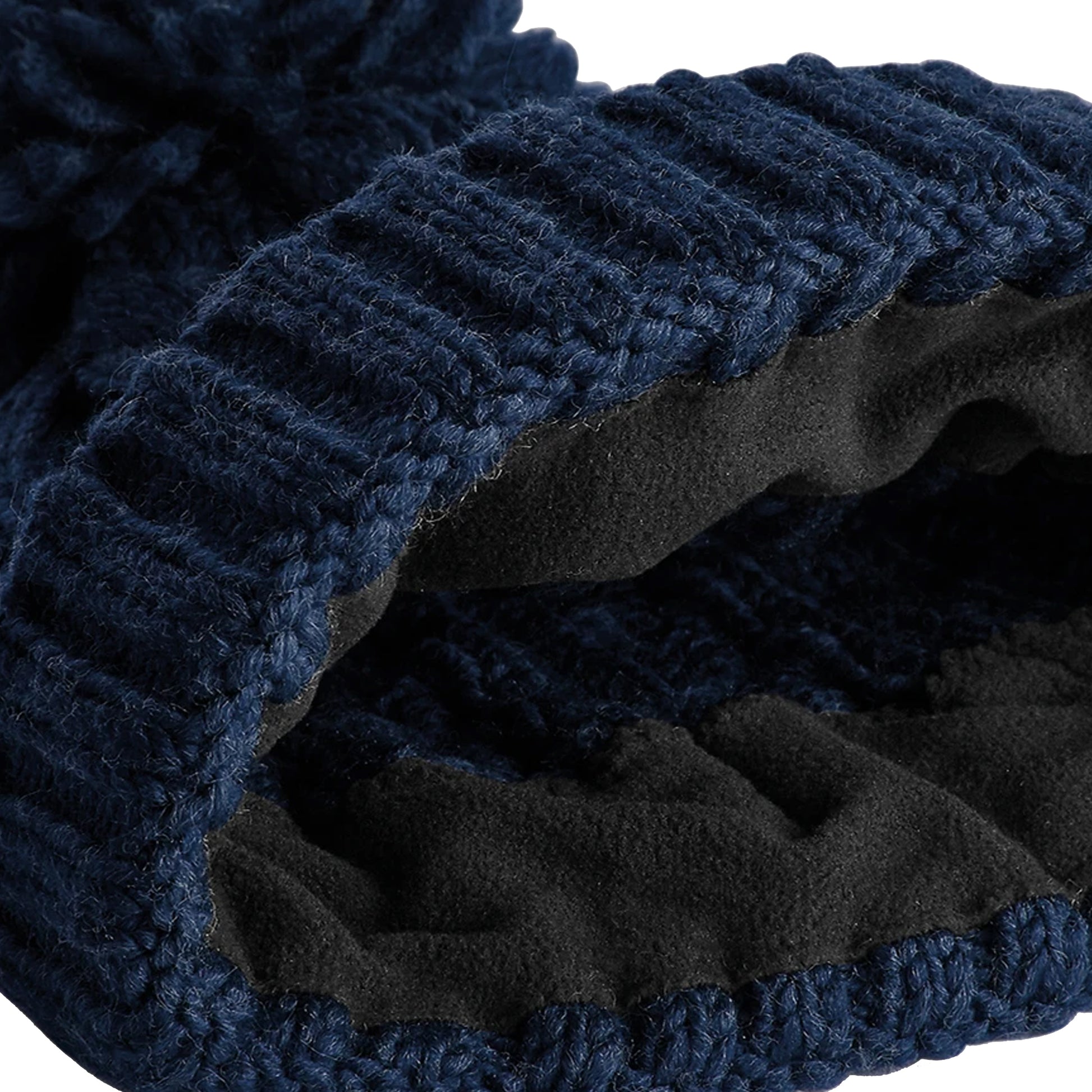 Navy - Side - Beechfield Cable Knit Melange Beanie