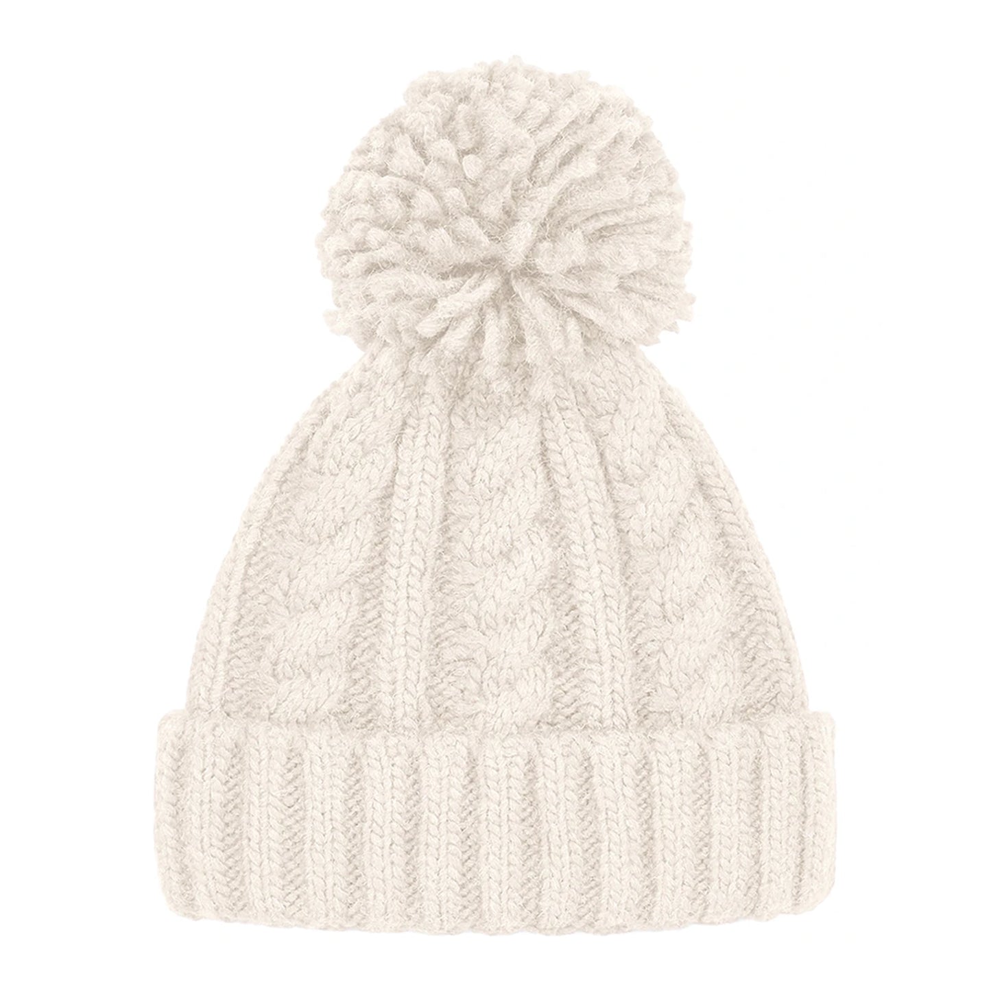 Oatmeal - Back - Beechfield Cable Knit Melange Beanie