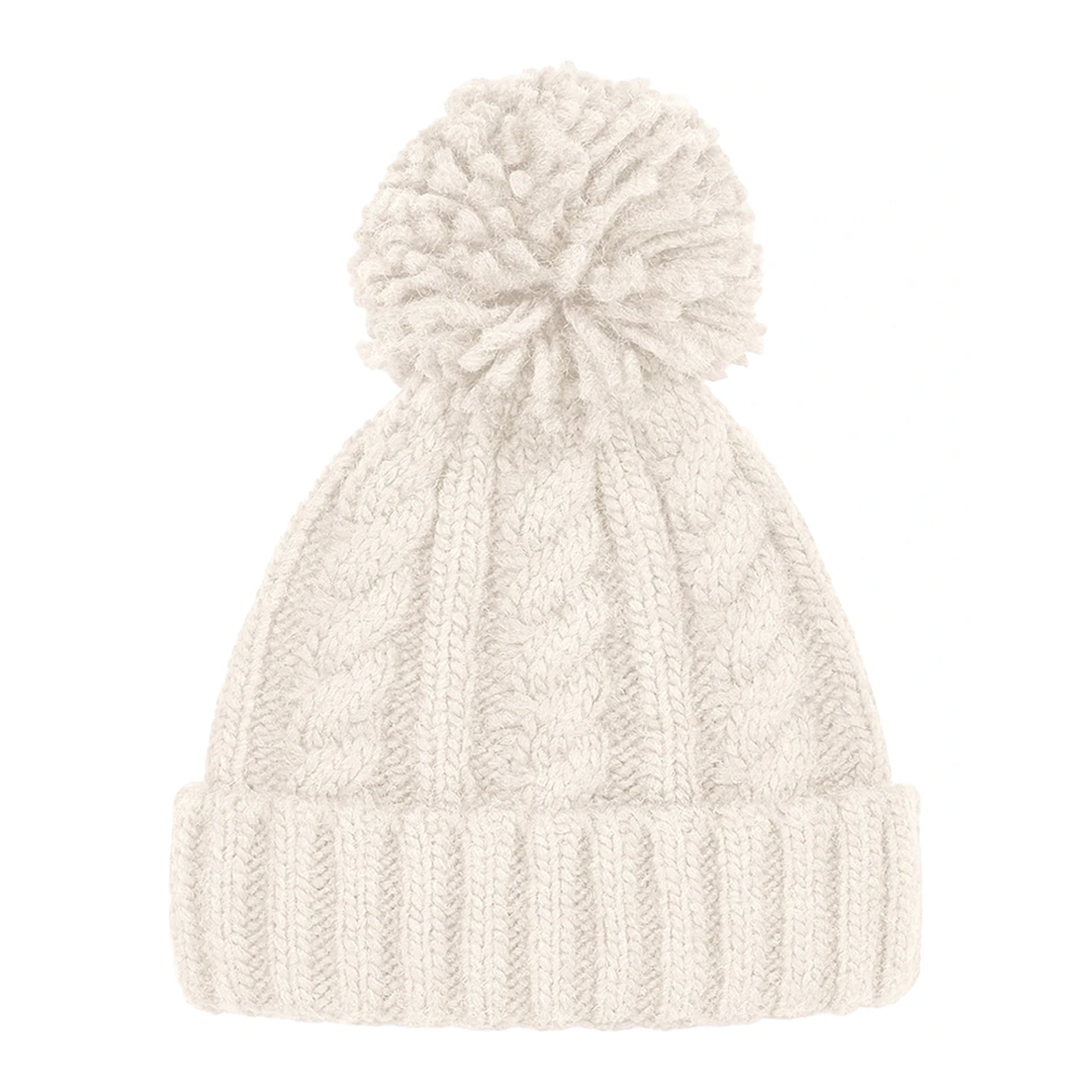 Oatmeal - Back - Beechfield Cable Knit Melange Beanie