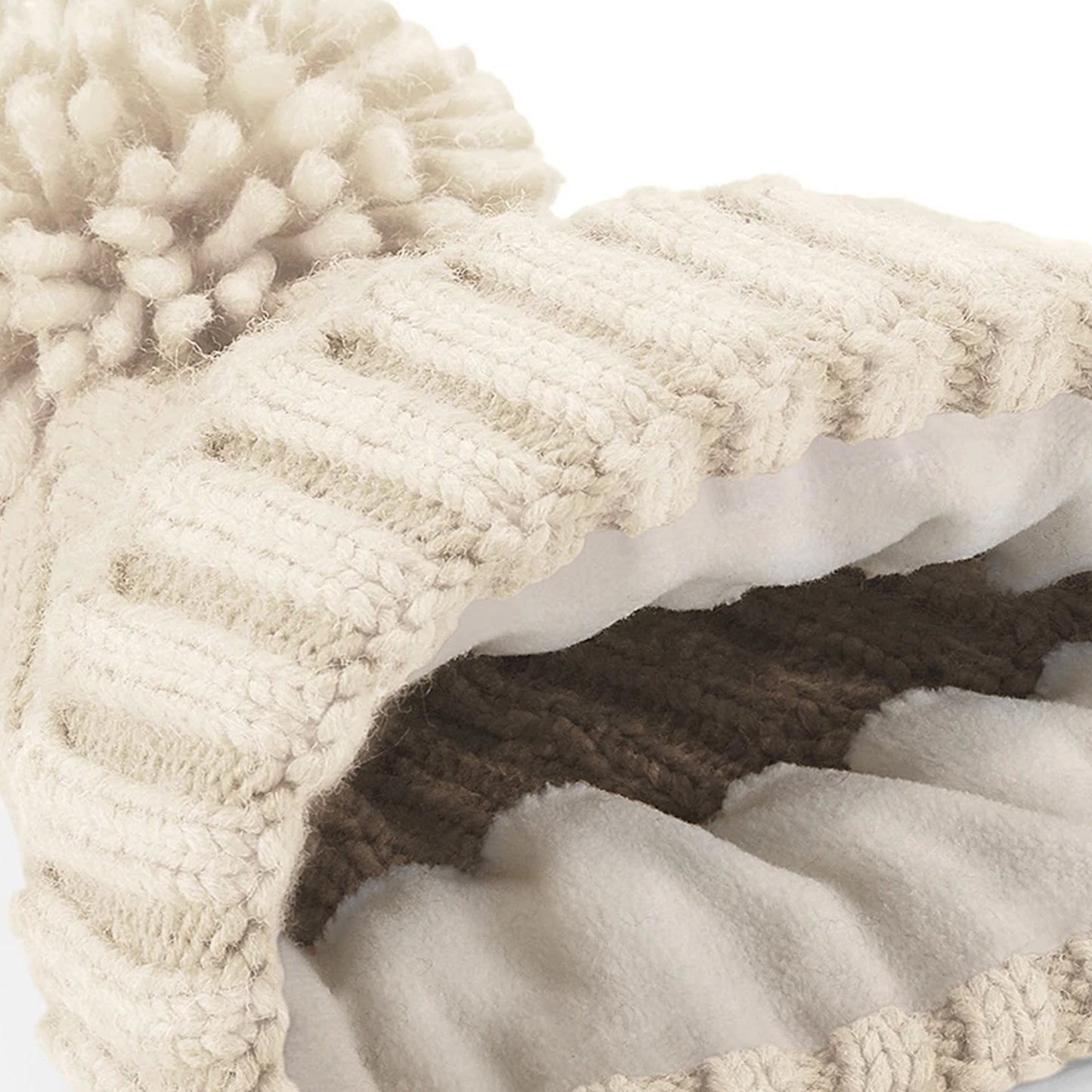 Oatmeal - Side - Beechfield Cable Knit Melange Beanie