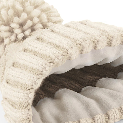 Oatmeal - Side - Beechfield Cable Knit Melange Beanie