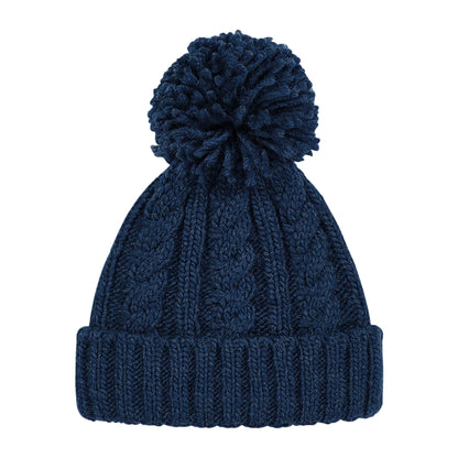 Navy - Back - Beechfield Cable Knit Melange Beanie