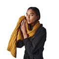 Mustard - Back - Beechfield Cable Knit Melange Scarf