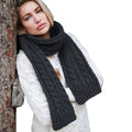 Black - Back - Beechfield Cable Knit Melange Scarf