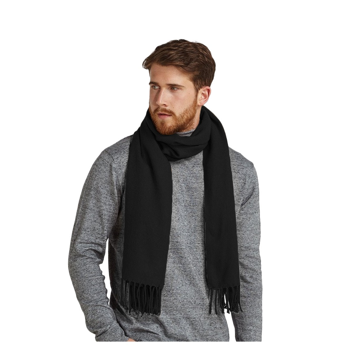 Black - Back - Beechfield Classic Woven Scarf