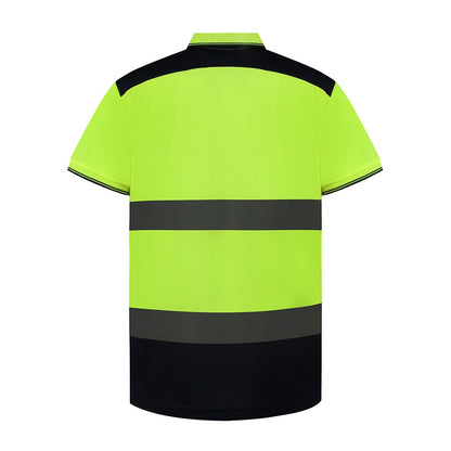Yellow-Navy - Back - Yoko Adults Unisex Two Tone Short Sleeve Polo Shirt
