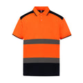 Orange-Navy - Front - Yoko Adults Unisex Two Tone Short Sleeve Polo Shirt