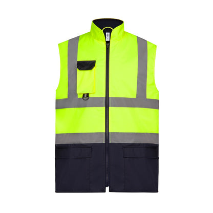 Yellow-Navy - Front - Yoko Adults Unisex Two Tone Bodywarmer