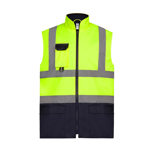 Yellow-Navy - Front - Yoko Adults Unisex Two Tone Bodywarmer