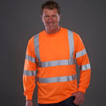 Orange - Back - Yoko Adults Unisex Hi-Vis Long Sleeve T-Shirt