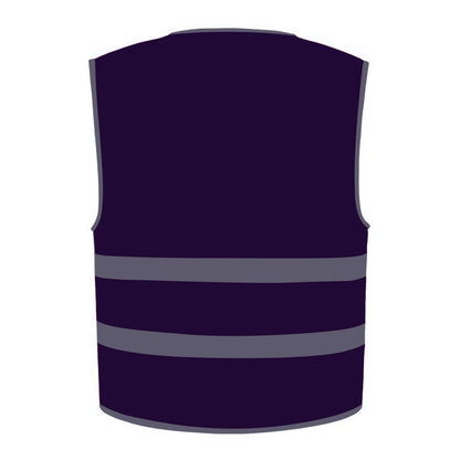 Purple - Back - Yoko Childrens-Kids Hi-Vis Two Band Waistcoat