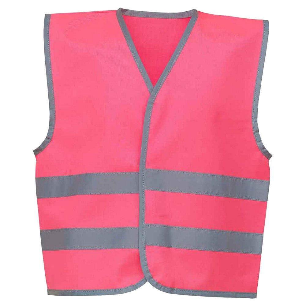 Pink - Front - Yoko Childrens-Kids Hi-Vis Two Band Waistcoat