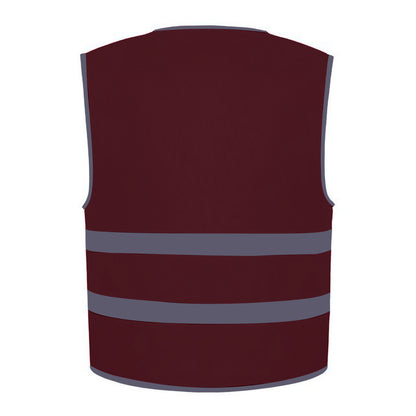 Maroon - Back - Yoko Childrens-Kids Hi-Vis Two Band Waistcoat