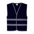 Navy - Front - Yoko Childrens-Kids Hi-Vis Two Band Waistcoat