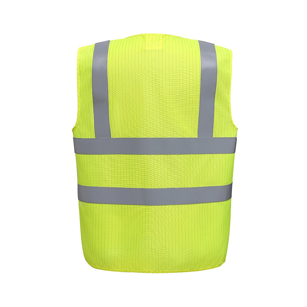 Yellow - Back - Yoko Hi-Vis Anti-Static Flame Retardant Waistcoat