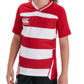 Red-White - Back - Canterbury Childrens-Kids Evader Hooped Jersey