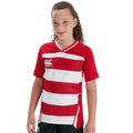 Red-White - Side - Canterbury Childrens-Kids Evader Hooped Jersey