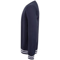 Navy-Heather Grey - Side - Front Row Unisex Adults Striped Cuff Sweatshirt