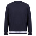 Navy-Heather Grey - Front - Front Row Unisex Adults Striped Cuff Sweatshirt