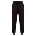 Black-Heather Grey - Front - Front Row Unisex Adults Striped Cuff Joggers