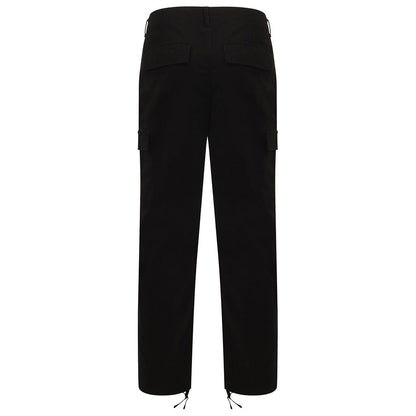 Black - Back - Front Row Adult Unisex Stretch Cargo Trousers