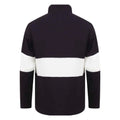 Navy-White - Back - Front Row Unisex Adults Panelled Zip Neck Top