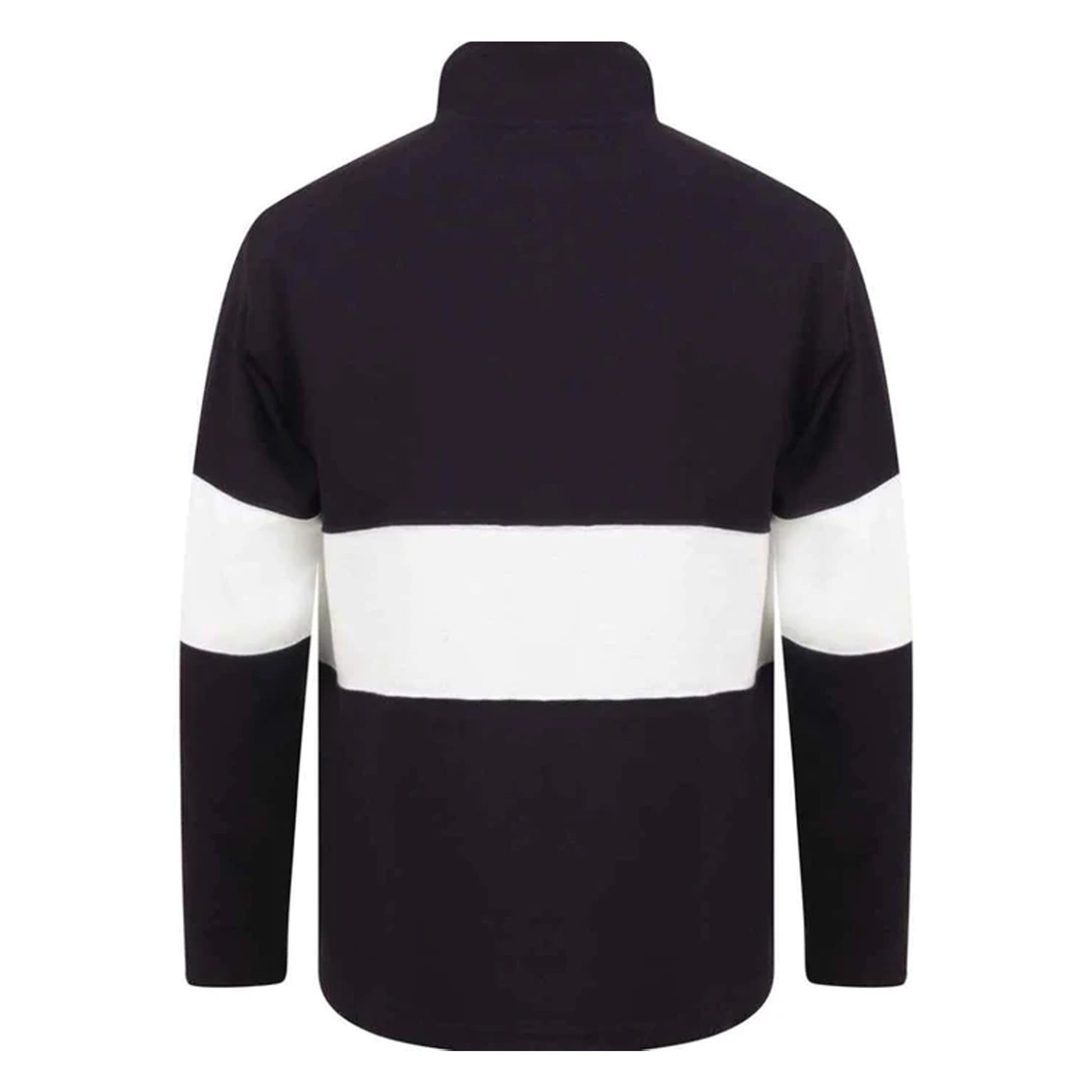 Navy-White - Back - Front Row Unisex Adults Panelled Zip Neck Top