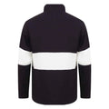 Navy-White - Back - Front Row Unisex Adults Panelled Zip Neck Top