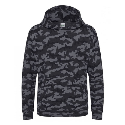 Black Camo - Front - AWDis Childrens-Kids Camo Hoodie