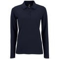 French Navy - Front - SOLS Womens-Ladies Perfect Long Sleeve Pique Polo Shirt