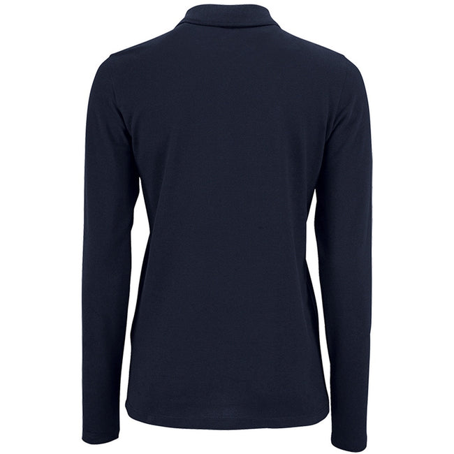 French Navy - Back - SOLS Womens-Ladies Perfect Long Sleeve Pique Polo Shirt