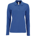 Royal Blue - Front - SOLS Womens-Ladies Perfect Long Sleeve Pique Polo Shirt