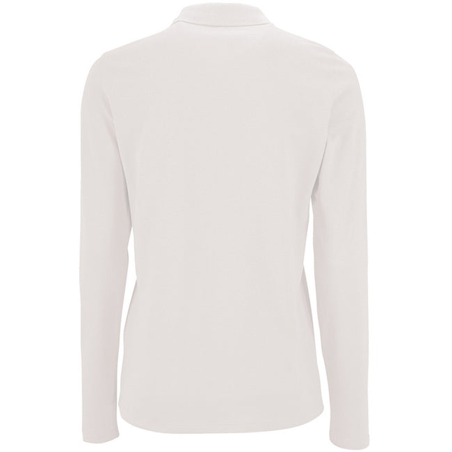 White - Back - SOLS Womens-Ladies Perfect Long Sleeve Pique Polo Shirt