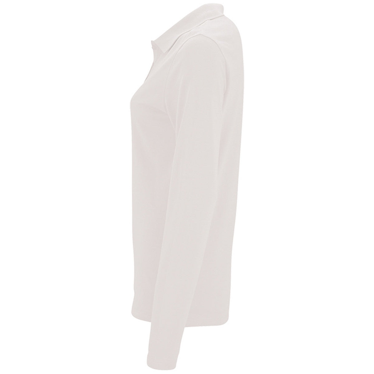 White - Side - SOLS Womens-Ladies Perfect Long Sleeve Pique Polo Shirt