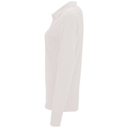 White - Side - SOLS Womens-Ladies Perfect Long Sleeve Pique Polo Shirt