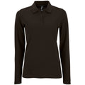 Black - Front - SOLS Womens-Ladies Perfect Long Sleeve Pique Polo Shirt