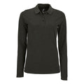 Charcoal Marl - Front - SOLS Womens-Ladies Perfect Long Sleeve Pique Polo Shirt