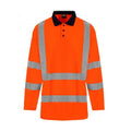 Orange-Navy - Front - PRO RTX High Visibility Mens Long Sleeve Polo Shirt