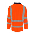Orange-Navy - Back - PRO RTX High Visibility Mens Long Sleeve Polo Shirt