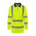 Yellow-Navy - Front - PRO RTX High Visibility Mens Long Sleeve Polo Shirt