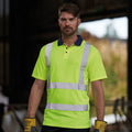 Yellow-Navy - Side - PRO RTX Mens High Visibility Polo Shirt