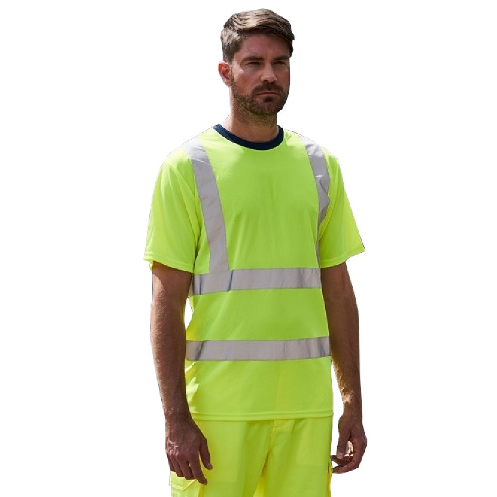 Yellow-Navy - Back - PRO RTX High Visibility Mens T-Shirt