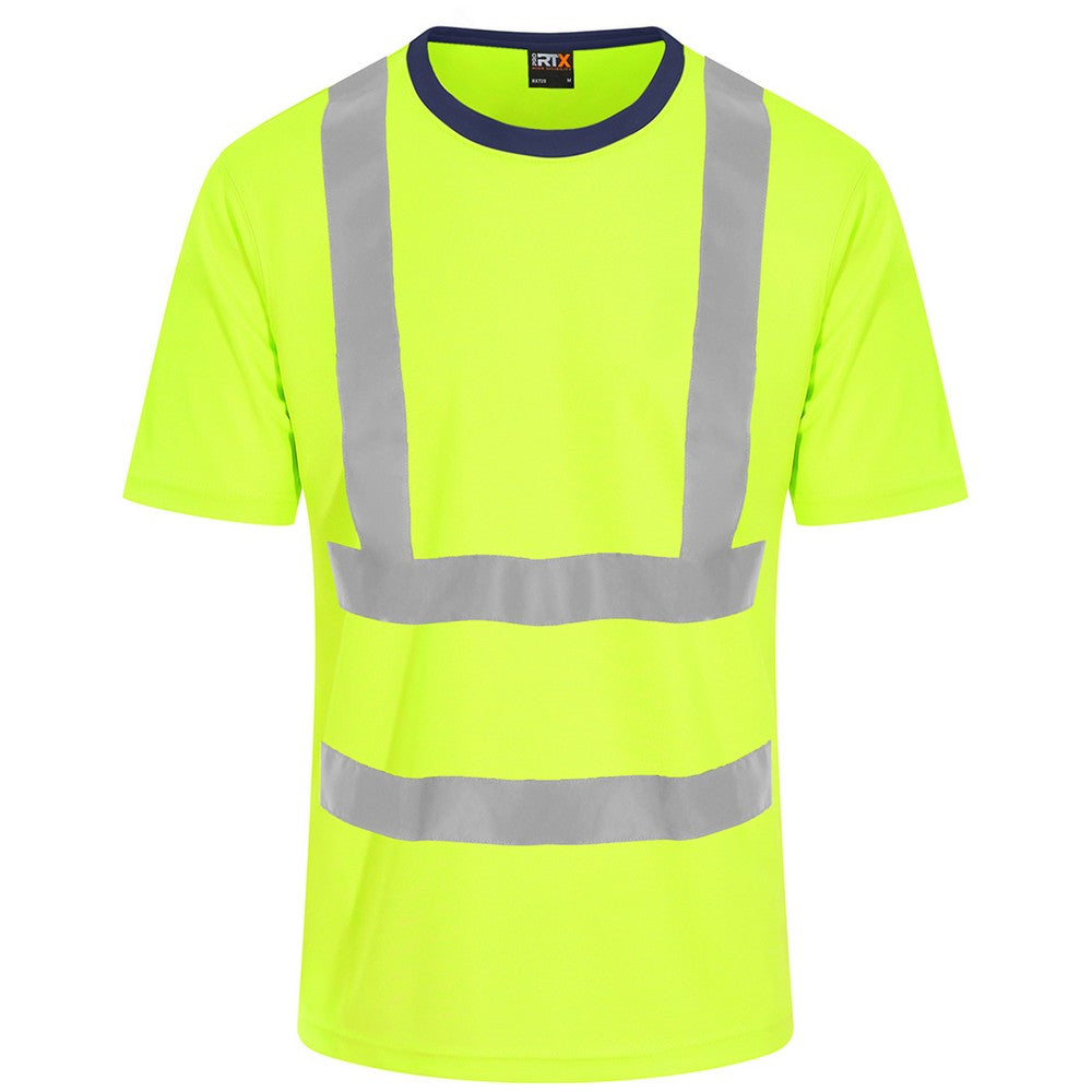 Yellow-Navy - Front - PRO RTX High Visibility Mens T-Shirt