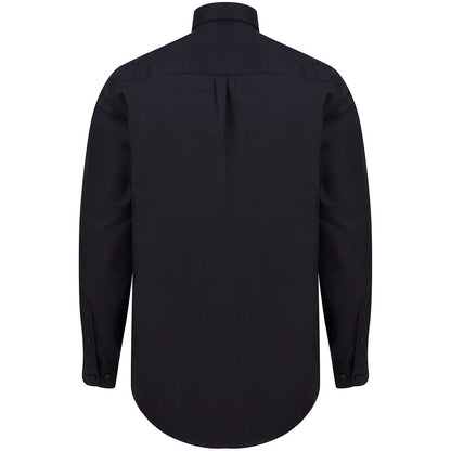 Black - Back - Henbury Mens Modern Long Sleeve Classic Fit Oxford Shirt