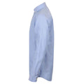 Blue - Side - Henbury Mens Modern Long Sleeve Classic Fit Oxford Shirt