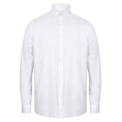 White - Front - Henbury Mens Modern Long Sleeve Classic Fit Oxford Shirt
